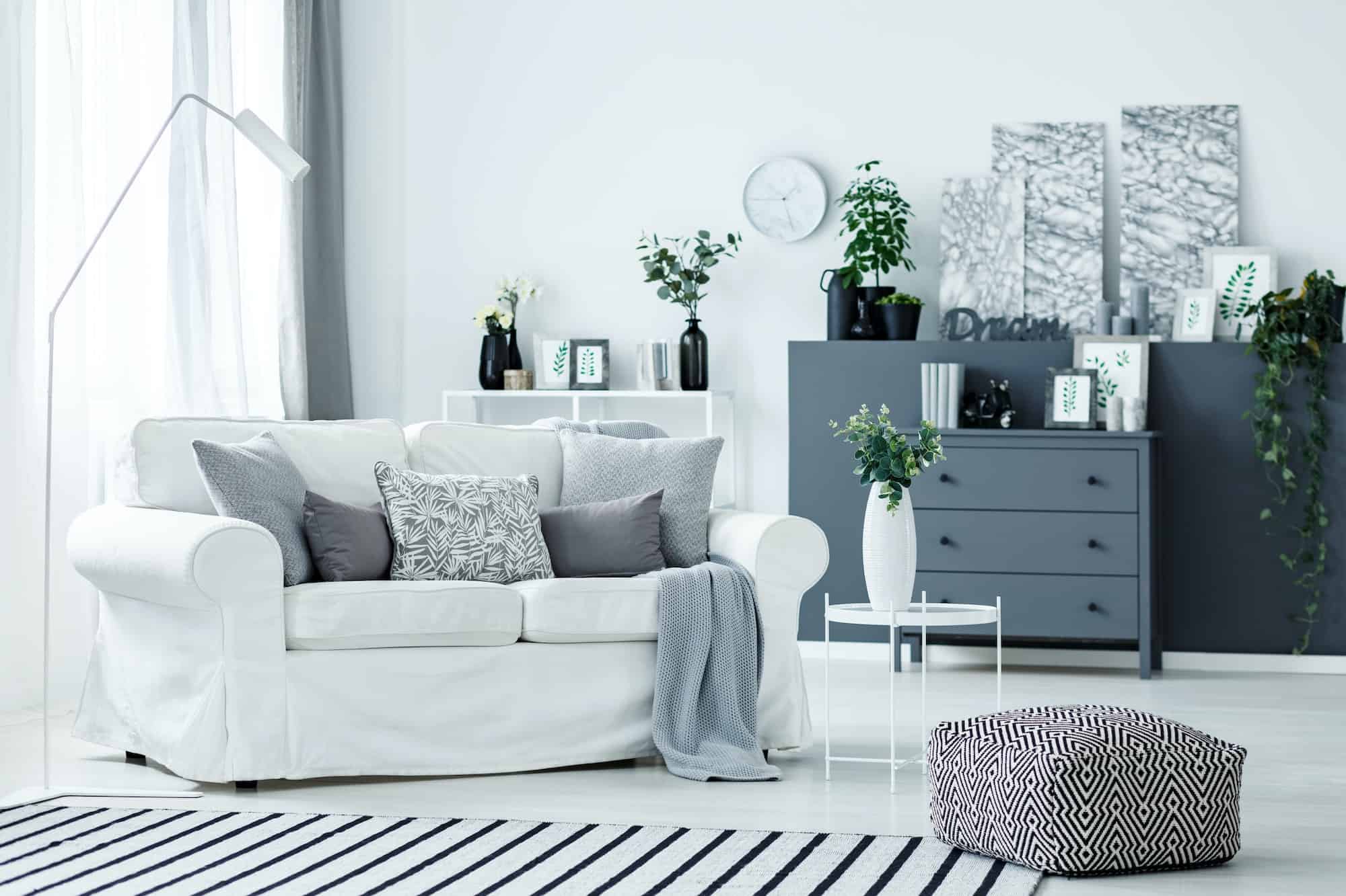 Freshly painted interior with grey accents